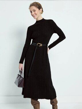 Luxely Mock Neck Long Sleeve Sweater Dress Small